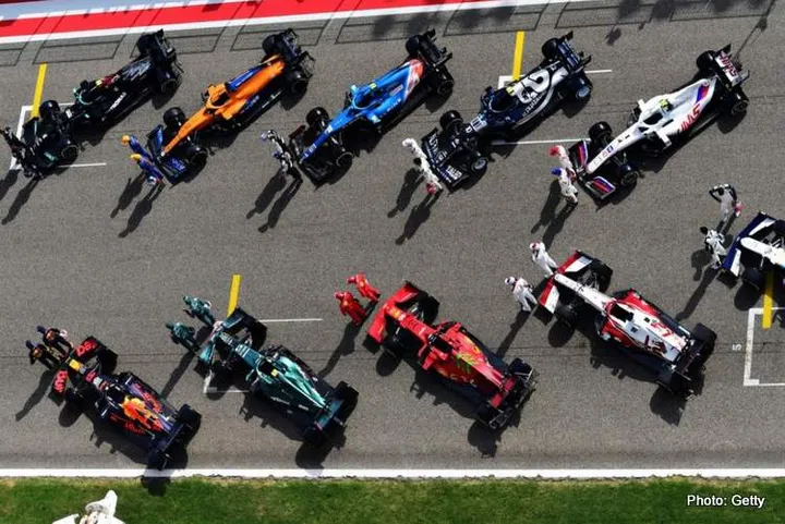 f1 sponsorship grid aerial