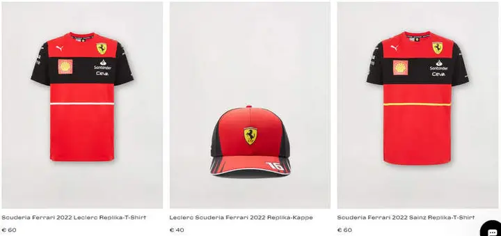 2022 f1 mechandise ferrari