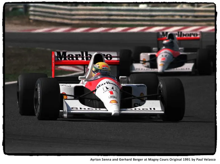 Ayrton Senna and Gerhard Berger at Magny Cours Original 1991 by Paul Velasco (2)