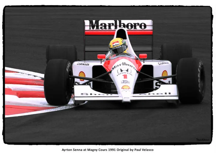 ayrton senna at magny cours 1991 original by paul velasco