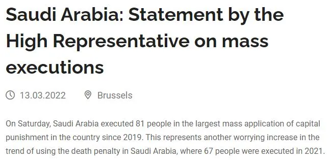 eu statement on saudi executions 2022