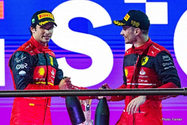 sainz leclerc podium saudi arabia 2022