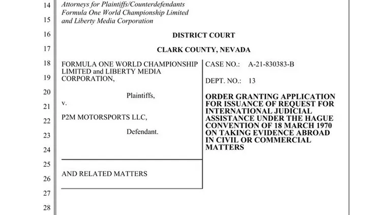 Court Order las vegas f1 grand prix