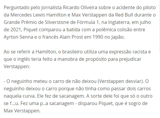 piquet hamilton racist reamrks