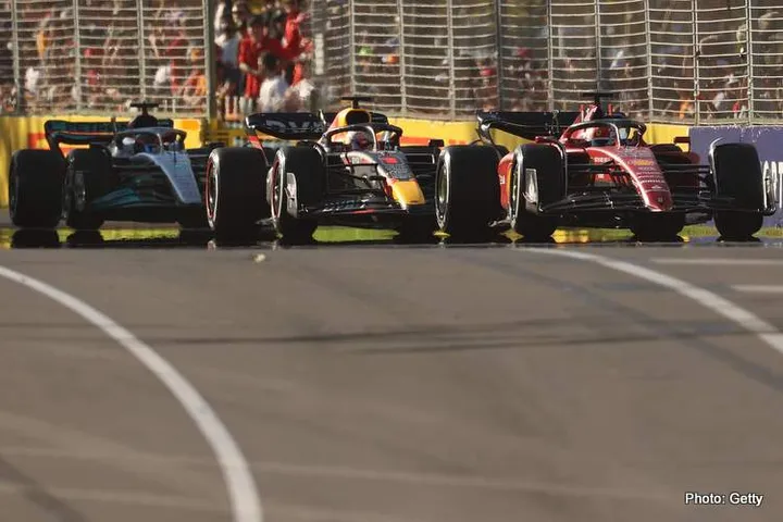 leclerc verstappen russell melbourne 2022