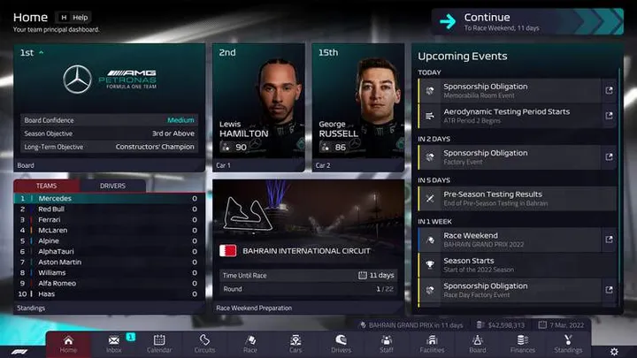 F1 manager video game 2022