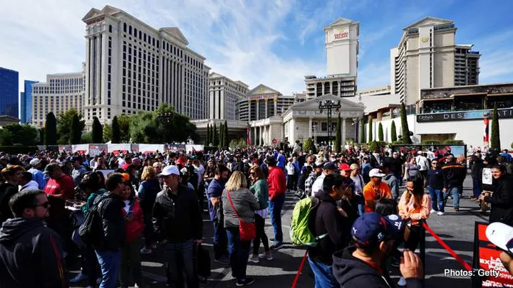 LAS VEGAS, NEVADA - NOVEMBER 05: General view of the fan fest during the Formula 1 Las Vegas Grand Prix 2023 launch party on November 05, 2022 on the Las Vegas Strip in Las Vegas, Nevada. (Photo by Alex Bierens de Haan - Formula 1/Formula 1 via Getty Images)