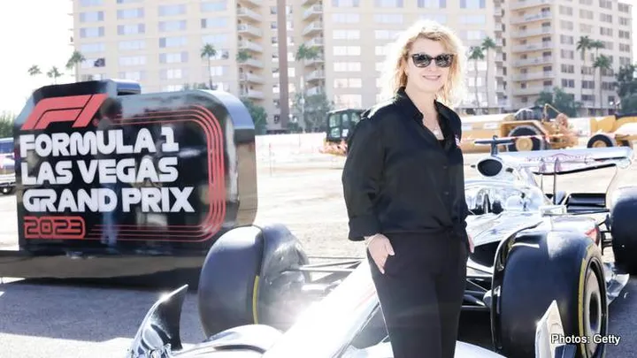 LAS VEGAS, NEVADA - NOVEMBER 05: Renee Wilm, CEO of the Las Vegas Grand Prix poses for a photograph at the start line during the Formula 1 Las Vegas Grand Prix 2023 launch party on November 05, 2022 on the Las Vegas Strip in Las Vegas, Nevada. (Photo by Greg Doherty - Formula 1/Formula 1 via Getty Images)
