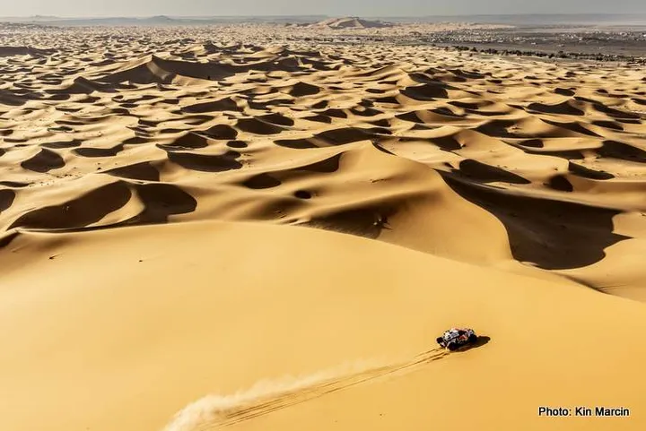 Nasser Al-Attiyah &amp; Mathieu Baumel testing in Merzougha for Rally Dakar 2023 , Morocco on October 28, 2022