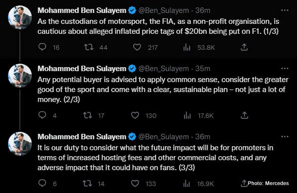 ben sulayem message on twitter