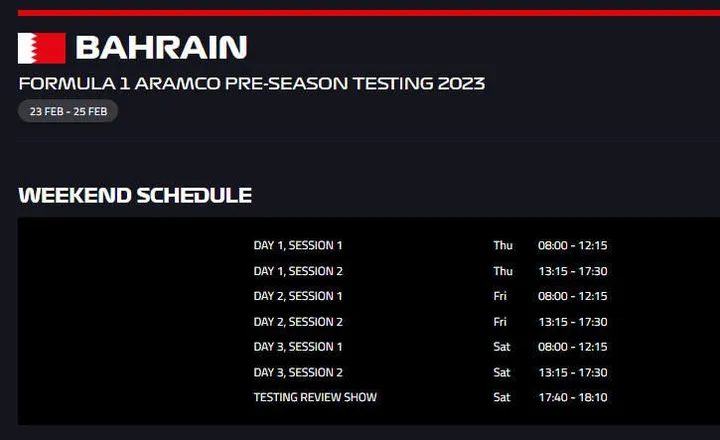 f1tv f1 testing bahrain 2023 