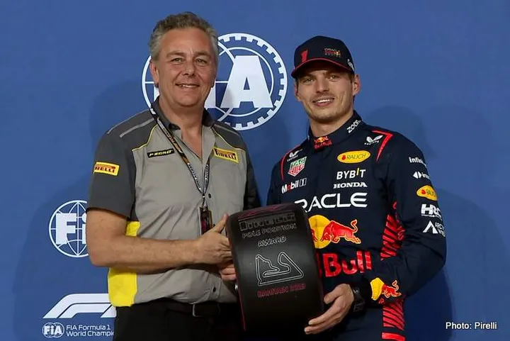 verstappen pole psoition 2023 bahrain gp f1 pirelli isola