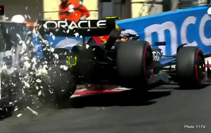 red bull perez rb19 crash monacop qualifying f1 2023 grand prix gp