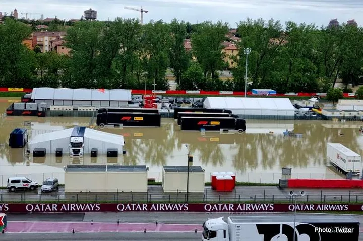 flooded imola f1 paddock tv trucks-001