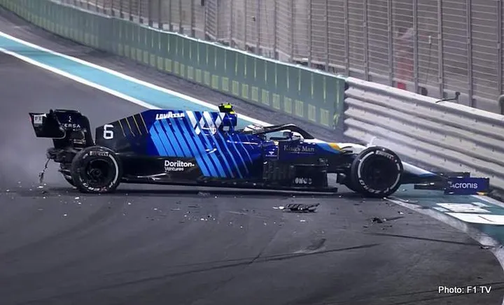 latifi crash abu dhabi note f1 mba