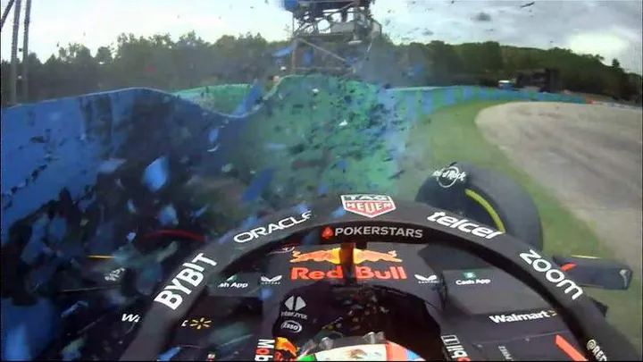sergio perez fp1 crash hungary