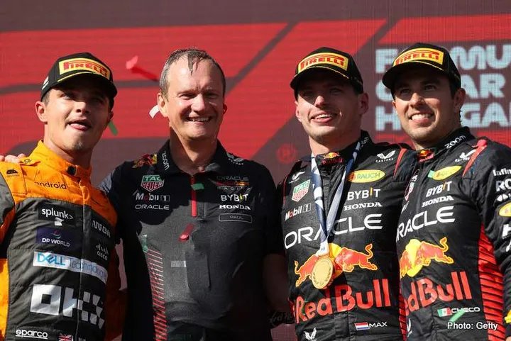 Anything less than one-two for Red Bull at Spa-Franorchamps will be below-par verstappen perez norris Hungarian Grand Prix: Top Three Press Conference