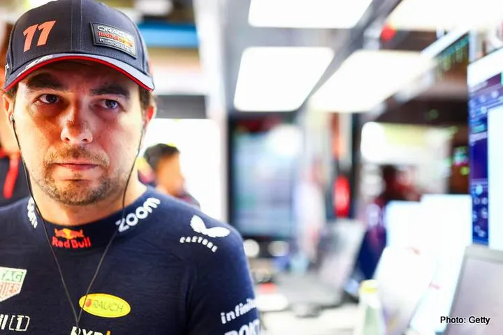 MONZA, ITALY - SEPTEMBER 01: Sergio Perez of Mexico and Oracle Red Bull Racing prepares to drive in the garage during practice ahead of the F1 Grand Prix of Italy at Autodromo Nazionale Monza on September 01, 2023 in Monza, Italy. (Photo by Mark Thompson/Getty Images)