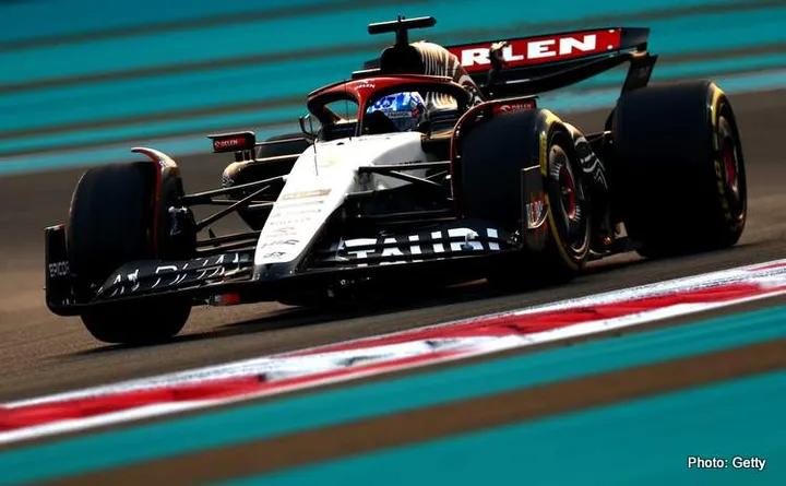ABU DHABI, UNITED ARAB EMIRATES - NOVEMBER 24: Daniel Ricciardo of Australia driving the (3) Scuderia AlphaTauri AT04 on track during practice ahead of the F1 Grand Prix of Abu Dhabi at Yas Marina Circuit on November 24, 2023 in Abu Dhabi, United Arab Emirates. (Photo by Clive Rose/Getty Images) // Getty Images / Red Bull Content Pool // SI202311243346 // Usage for editorial use only //