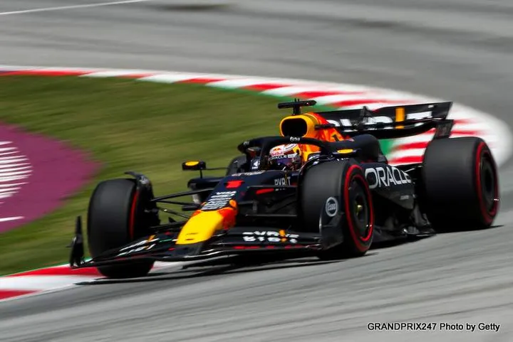 BARCELONA, SPAIN - JUNE 22: Max Verstappen of Oracle Red Bull Racing and The Netherlands during qualifying ahead of the F1 Grand Prix of Spain at Circuit de Barcelona-Catalunya on June 22, 2024 in Barcelona, Spain. (Photo by Peter Fox/Getty Images)