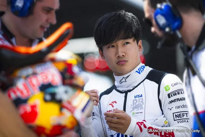 SPIELBERG, AUSTRIA - JUNE 29: Yuki Tsunoda of Japan and Visa Cash App RB prepares to drive on the grid during the Sprint ahead of the F1 Grand Prix of Austria at Red Bull Ring on June 29, 2024 in Spielberg, Austria. (Photo Russell: FIA's new swearing rules go too far Rudy Carezzevoli/Getty Images)