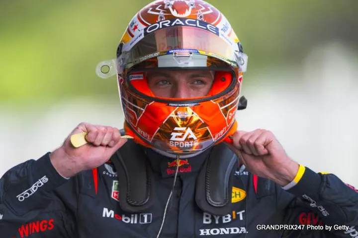 SPIELBERG, AUSTRIA - JUNE 29: Pole position qualifier Max Verstappen of the Netherlands and Oracle Red Bull Racing looks on in parc ferme during qualifying ahead of the F1 Grand Prix of Austria at Red Bull Ring on June 29, 2024 in Spielberg, Austria. (Photo by Rudy Carezzevoli/Getty Images)