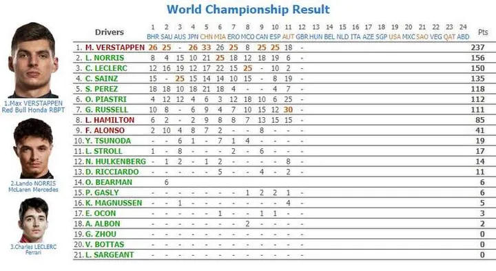 f1 drivers standings 2024