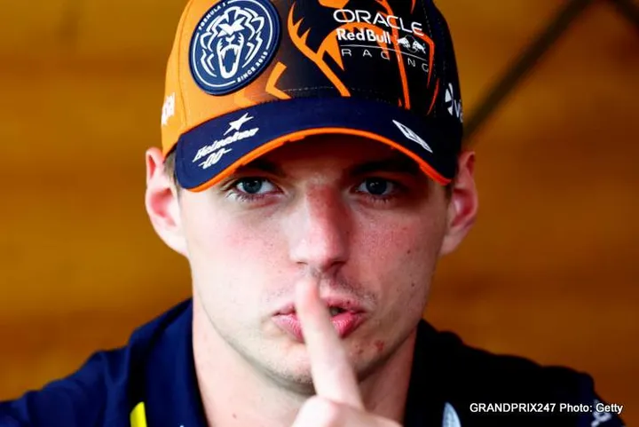 SPA, BELGIUM - JULY 25: Max Verstappen of the Netherlands and Oracle Red Bull Racing looks on in the Paddock during previews ahead of the F1 Grand Prix of Belgium at Circuit de Spa-Francorchamps on July 25, 2024 in Spa, Belgium. (Photo by Mark Thompson/Getty Images)