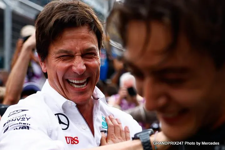 wolff russell f1 mercedes brutush gp prveiew