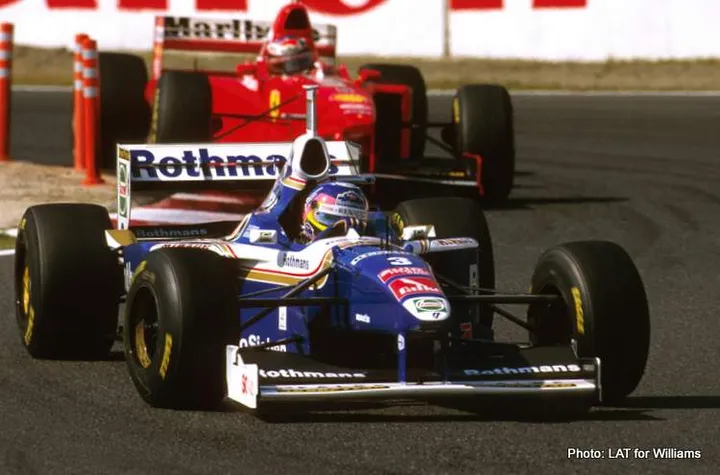 Suzuka, Japan.10-12 October 1997.Jacques Villeneuve (Williams FW19 Renault) who was disqualified from 5th place because he failed to slow down when passing waved yellow flags.Ref-97 JAP 05.World Villeneuve was 1997 F1 World Champion in the Newey-designed Williams FW19- LAT Photographic