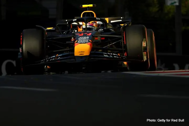 BAKU, AZERBAIJAN - SEPTEMBER 14: Sergio Perez of Mexico driving the (11) Oracle Red Bull Racing RB20 on track during qualifying ahead of the F1 Grand Prix of Azerbaijan at Baku City Circuit on September 14, 2024 in Baku, Azerbaijan. (Photo by James Sutton/Getty Images)