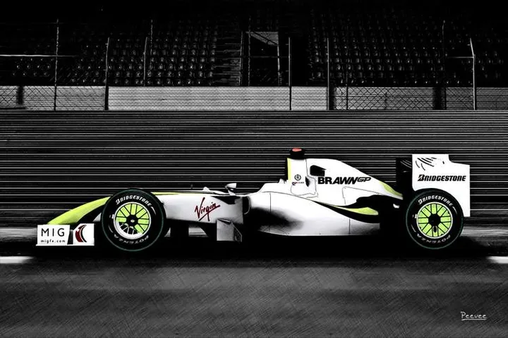 The Brawn BGP001 is a Formula One world championship winning racing car, designed and built by Brawn GP. It was the first, and only, Formula One car used by the Brawn GP team, used to contest the 2009 Formula One season. Jenson Button powered to the 2009 title with the car, his teammate was Rubens Barrichello.The team was bought by Mercedes at the end of the 2009 team and thus was born the Silver Arrows of the modern era.The BGP001 won eight out of the seventeen Grands Prix it competed in. design