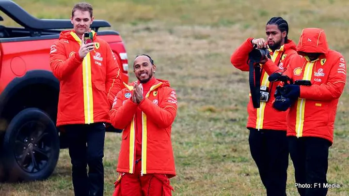 Lewis Hamilton Fiorano first drive Ferrari f1 car
