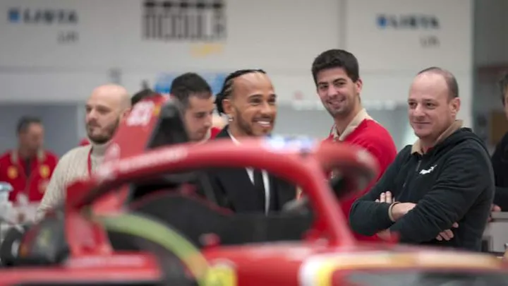 lewis hamilton first day at ferrari factory f1 maranello 2025
