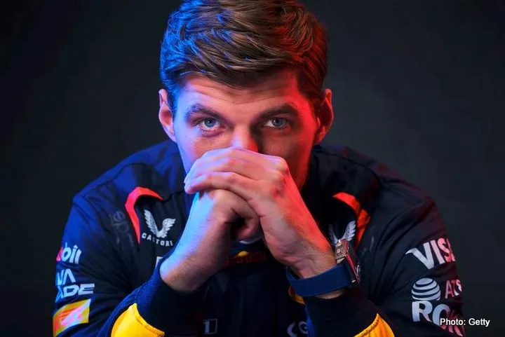 Max Verstappen poses during the Oracle Red Bull Racing brand shoot, while wearing the 2025 Sparco Race suit on February 16, 2025 // Will Cornelius / Content Pool // SI202502160407 // Usage for editorial use only //