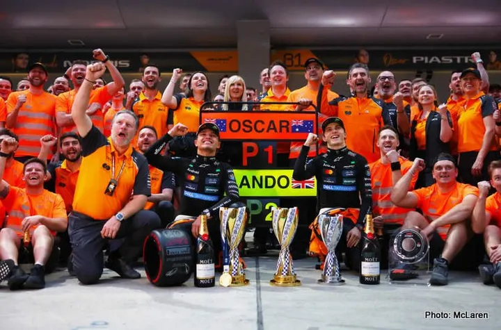 mclaren piastri norris brown celebrate chinese gp f1 victory