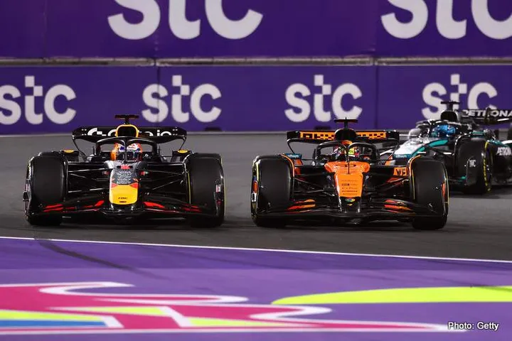 JEDDAH, SAUDI ARABIA - APRIL 20: Max Verstappen of the Netherlands driving the (1) Oracle Red Bull Racing RB21 on track during the F1 Grand Prix of Saudi Arabia at Jeddah Corniche Circuit on April 20, 2025 in Jeddah, Saudi Arabia. (Photo by Alex Pantling/Getty Images) // Getty Images / Red Bull Content Pool // SI202504200250 // Usage for editorial use only //