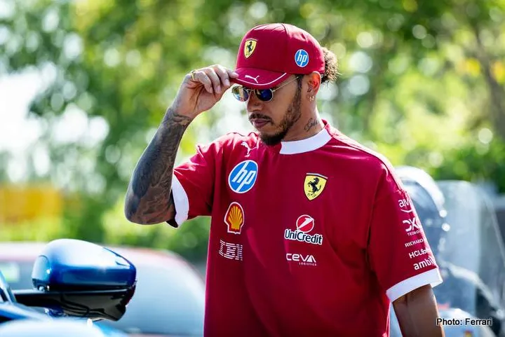 HAMILTON Lewis (gbr), Scuderia Ferrari SF-25, portrait during the Formula 1 AWS Gran Premio del Made in Italy e Dell’Emilia-Romagna 2025, Emilia Romagna Grand Prix 2025, 7th round of the 2025 FIA Formula One World Championship from May 16 to 18, 2025 on the Autodromo Internazionale Enzo e Dino Ferrari, in Imola, Italy - Photo Alberto Vimercati / DPPI
