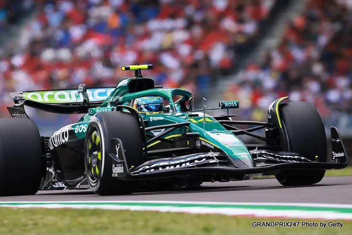 IMOLA, ITALY - MAY 17: Fernando Alonso of Spain driving the (14) Aston Martin F1 Team AMR25 Mercedes on track during final practice ahead of the F1 Grand Prix of Emilia-Romagna at Autodromo Internazionale Enzo e Dino Ferrari on May 17, 2025 in Imola, Italy. (Photo by Mark Thompson/Getty Images)2215541952Color Image, Horizontal, sport, motorsport, formula one racing
