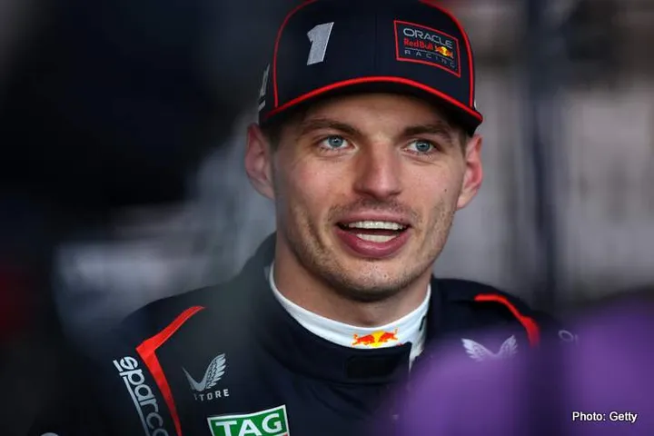 IMOLA, ITALY - MAY 17: Second placed qualifier Max Verstappen of the Netherlands and Oracle Red Bull Racing is interviewed during qualifying ahead of the F1 Grand Prix of Emilia-Romagna at Autodromo Internazionale Enzo e Dino Ferrari on May 17, 2025 in Imola, Italy. (Photo by Peter Fox/LAT Images) // Getty Images / Red Bull Content Pool // SI202505170453 // Usage for editorial use only //