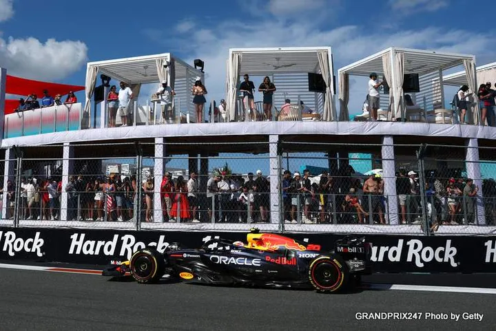 MIAMI, FLORIDA - MAY 02: Yuki Tsunoda of Japan driving the (22) Oracle Red Bull Racing RB21 on track during Sprint qualifying ahead of the F1 Grand Prix of Miami at Miami International Autodrome on May 02, 2025 in Miami, Florida. (Photo by Clive Rose/Getty Images) // Getty Images / Red Bull Content Pool // SI202505021325 // Usage for editorial use only //