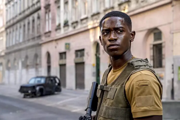 OUTSIDE THE WIRE, ​Damson Idris as Harp, in OUTSIDE THE WIRE. Cr. ​Jonathan Prime​/NETFLIX ​© ​2020