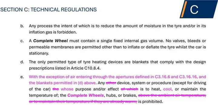 fia tyre cooling regs 26 revised 2025