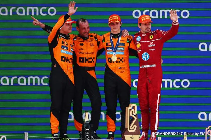 Spanish Grand Prix: Top Three Press Conference Piastri Leclerc Norris