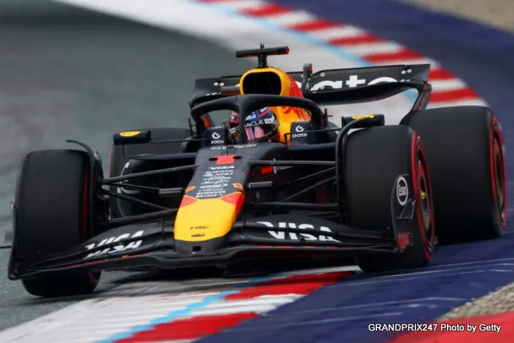 SPIELBERG, AUSTRIA - JUNE 27: Max Verstappen of the Netherlands driving the (1) Oracle Red Bull Racing RB21 on track during practice ahead of the F1 Grand Prix of Austria at Red Bull Ring on June 27, 2025 in Spielberg, Austria. (Photo by Peter Fox/LAT Images) // Getty Images / Red Bull Content Pool // SI202506270813 // Usage for editorial use only //