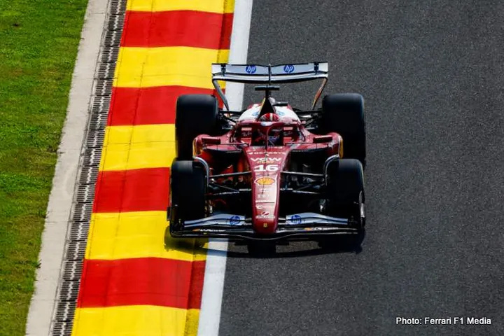 16 LECLERC Charles (mco), Scuderia Ferrari SF-25, action during the 2025 Formula 1 Belgian Grand Prix, 13th round of the 2025 FIA Formula One World Championship from July 25 to 27, 2025 on the Circuit de Spa-Francorchamps, in Stavelot, Belgium - Photo Javier Jimenez / DPPI