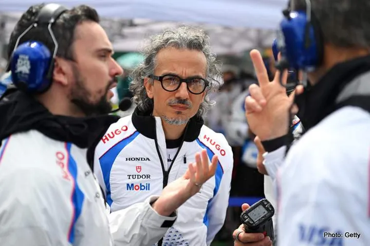 NORTHAMPTON, ENGLAND - JULY 06: Laurent Mekies, Team Principal of Visa Cash App Racing Bulls looks on, on the grid during the F1 Grand Prix of Great Britain at Silverstone Circuit on July 06, 2025 in Northampton, England. (Photo by Rudy Carezzevoli/Getty Images) // Getty Images / Red Bull Content Pool // SI202507060526 // Usage for editorial use only //