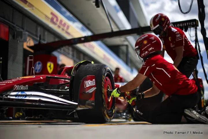 Scuderia Ferrari mechanic, mecanicien, mechanics pitstop practice during the 2025 Formula 1 Lenovo Hungarian Grand Prix, 14th round of the 2025 FIA Formula One World Championship from August 1 to 3, 2025 on the Hungaroring, in Mogyorod, Hungary - Photo Xavier Bonilla / DPPI