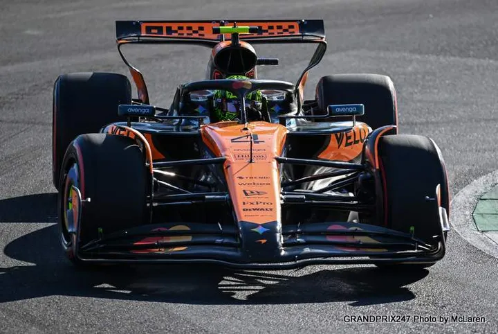 MONZA, ITALY - SEPTEMBER 05: Lando Norris of Great Britain driving the (4) McLaren MCL39 Mercedes on track during practice ahead of the F1 Grand Prix of Italy at Autodromo Nazionale Monza on September 05, 2025 in Monza, Italy. (Photo by Sam Bagnall/Sutton Images)