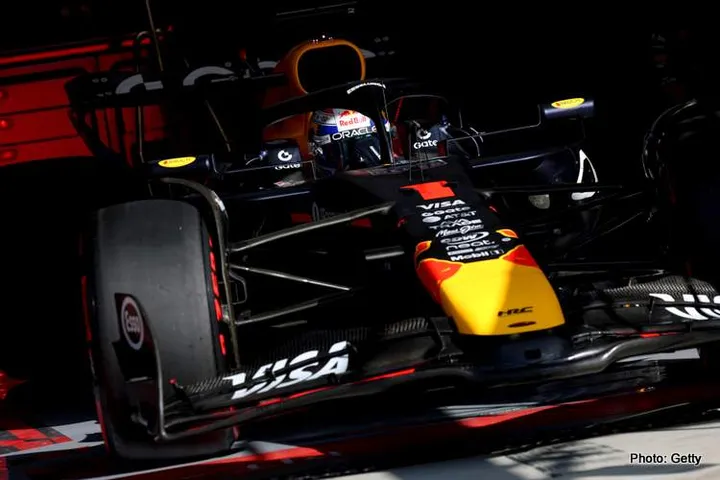 MONZA, ITALY - SEPTEMBER 06: Max Verstappen of the Netherlands driving the (1) Oracle Red Bull Racing RB21 leaves the garage during qualifying ahead of the F1 Grand Prix of Italy at Autodromo Nazionale Monza on September 06, 2025 in Monza, Italy. (Photo by Mark Thompson/Getty Images) // Getty Images / Red Bull Content Pool // SI202509060606 // Usage for editorial use only //